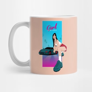 A Vintage Girl in Miami Beach in the 80s Mug